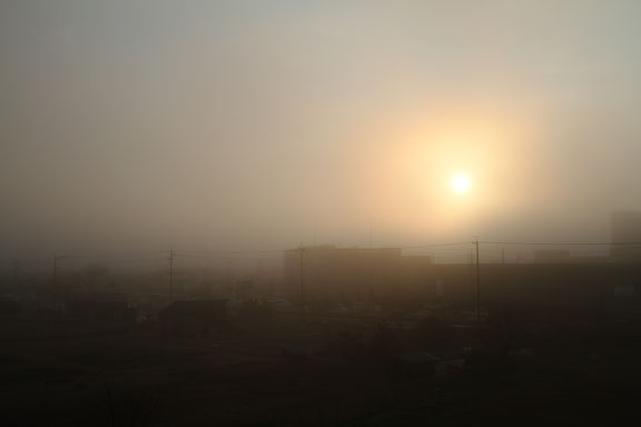 [Foggy morning]